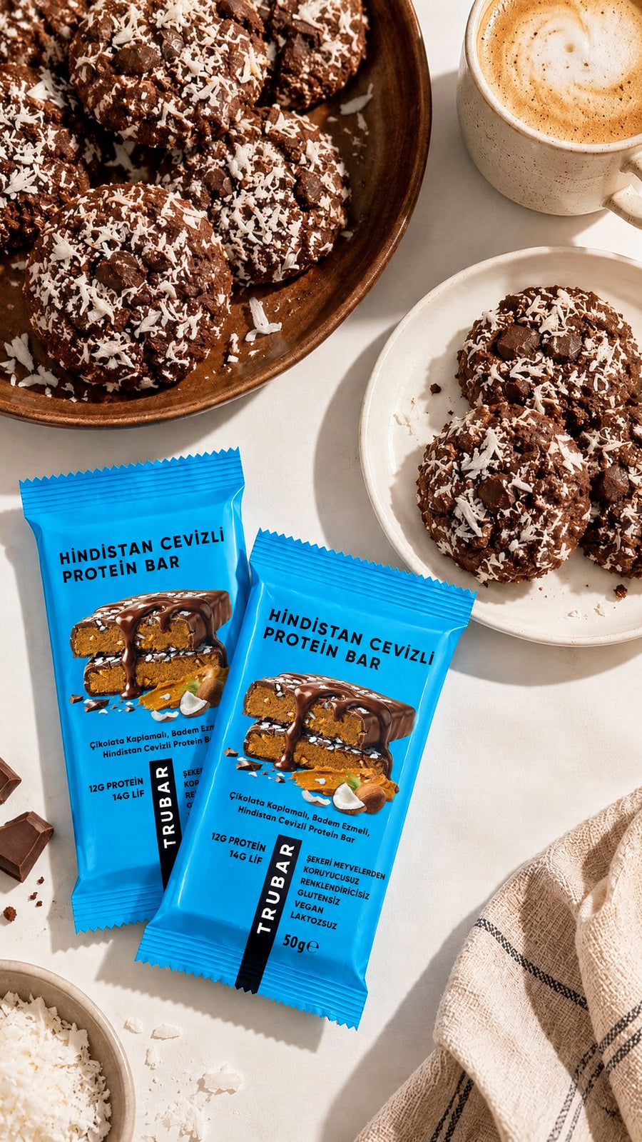 TRUBAR Hi̇ndi̇stan cevi̇zli̇ Protein Bar — tatlı sunumu görseli